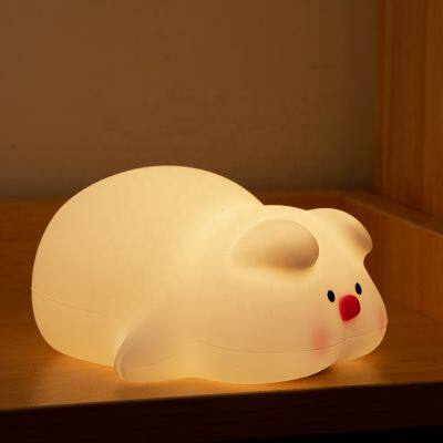 EGOGO Cute Silicone Pink Pig Night Light Silicone Soft Kid Bedside Decorate Light Baby Nursery Cartoon Lamp for Children Gift photo-5