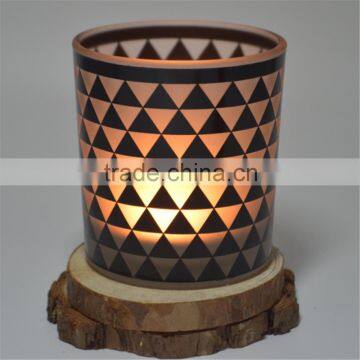 Black Glass Votive Candle Holders With Laser Engraving Design For Home & Wedding