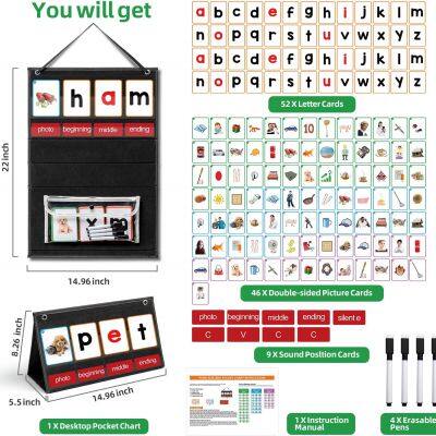 CVC Word Builder Desktop Pocket Chart With 107 Cards, Kids Word Builder Games for CVC CVCC CCVC Learning Reading Spelling Early Education Tool for Preschool Kindergarten Classroom photo-2
