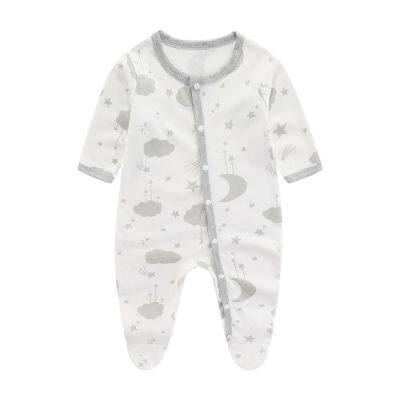 Newborn Baby Romper Onesie Jumpsuit Feet Wrap Long Sleeves Baby Climb Clothes Children's Pajama Cotton photo-2