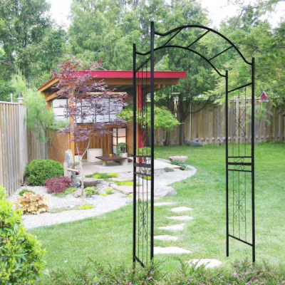 Wrought Iron Garden Fence Arch Trellis for Climbing Plants photo-3