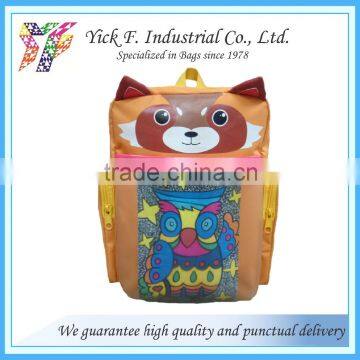 Raccoon Printing Children Kids Polyester backpack with picture window