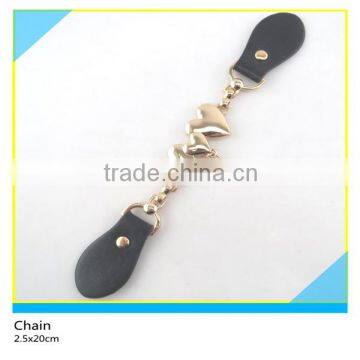 Heart Design Gold Metal Material Chian Shoes Decoration Gold Chian 2.5x20cm