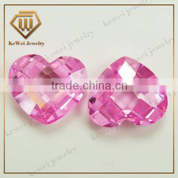 AAA Grade Gemstone Heart Shape Pink Checkerboard CZ Stone For Jewelry Decoration