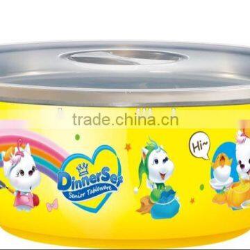 CC-SP20002 2014 Newest ABS 304# stainless steel insulated bowl for hot foods for kids with handle and lid (Accept OEM)