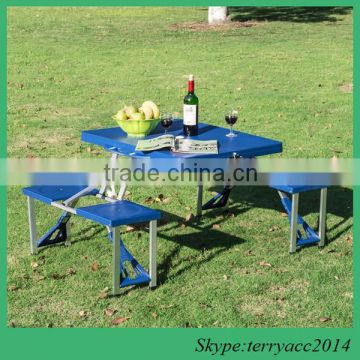 High quality Collapsible Folding High Impact Plastic Picnic Table with Comfortable Chairs Built-in