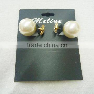 FLORAL CRYSTAL RHINESTONE PLASTIC PEARL 2 SIDED EARRING photo-2