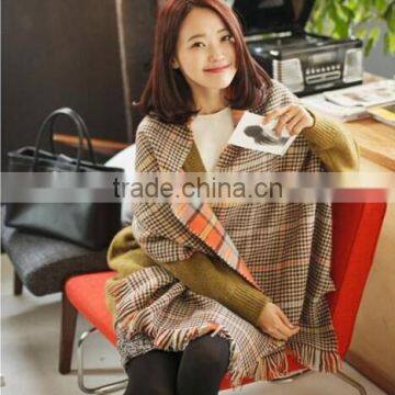 Wholesale Colorful Plaid Checked Wool Winter Ladies Shawl