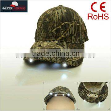 hot sell camouflage heavy timber hats with LED lights