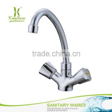 Chromed Plastic Double Handle Kitchen Faucet