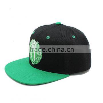 Flat Bill Snapback Hat With Green Under Brim photo-2