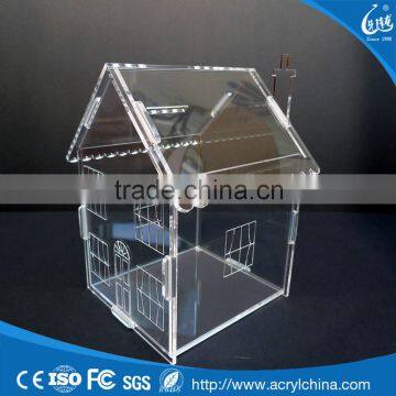 Fashion Clear Acrylic House Money Savings Petty Cash Box Piggy Bank Made In China