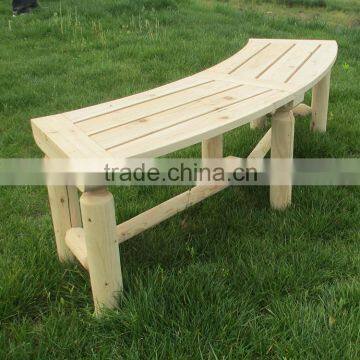 nature wood curved outdoor bench