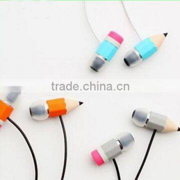 Stylish Pencil earphone Plastic Stereo In-ear Earphones for promotion