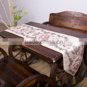 PLUS Classic Embroidery Tassel Dining Table Runners with Sequined Lace