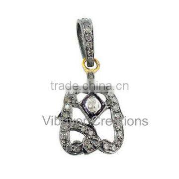 Beautiful Rose Cute Diamond With Pave Diamond Polki Diamond Sexy Looking Charm Pendant 925 Sterling Silver Studded 14k Gold Vint