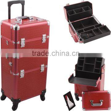Rolling Makeup Case Pro Cosmetic Hair Stylist Storage Wheeled Trolley photo-2
