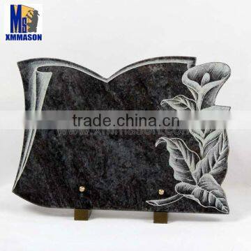 Mass blue granite tombstone plaque