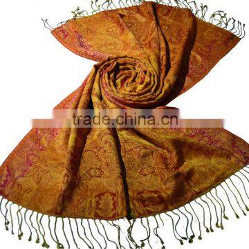 50/50 Silk Wool yarn dyed interwoven jacquard pattern long size 70x200 cm soft/thick shawls for winters