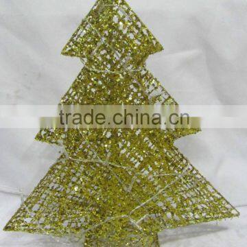 gold iron tree tower with light christmas ornament