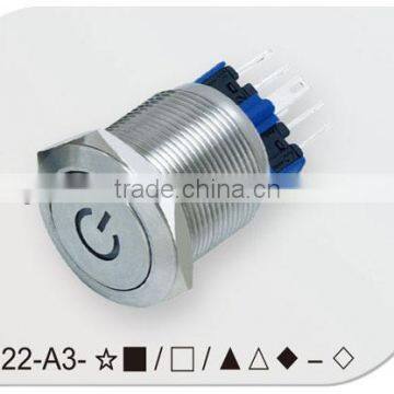 IP67 character illuminated 22mm push button switch
