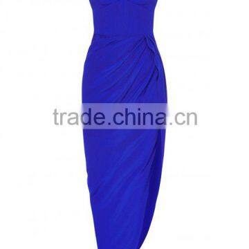 Lady's Silk Crepe de Chin Long Strapless Evening Dress photo-5