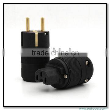Hot Selling 24k Gold Plated Copper European Schuko Power Connector hifi Power Audio Power Connectors