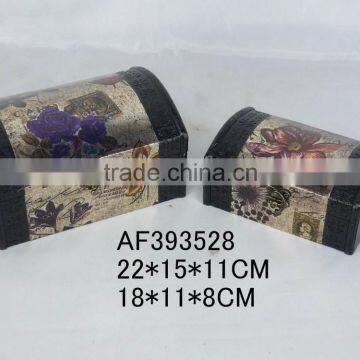 wood fabric China rose gift jeweled box