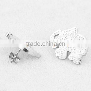 316L stainless steel stud earrings with elephant design