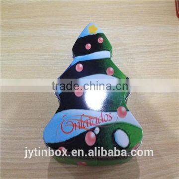 Promotional customized recyclable feature tin box tin case tin can manufacture Christmas tree shaped gift tin box