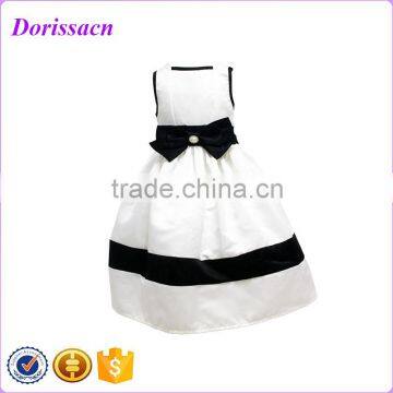 high quality sleeveless white-black stripes little girl special occasion dress child's satin lace dresses children kid's wear                        
                                                Quality Choice