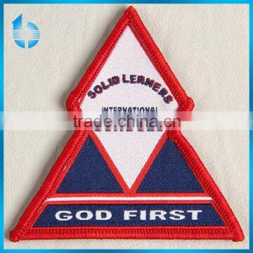Hangzhou label factory custom badge label with interfacing cloth for technical man garments.