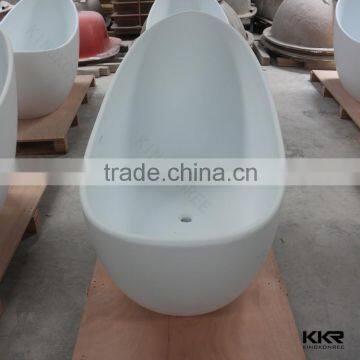 Two person freestanding solid surface bathtub