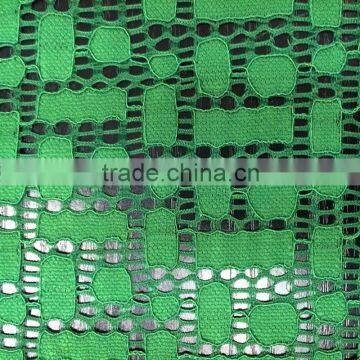 High Quantity Green Geometric Elastic Plain Lace Fabric photo-2