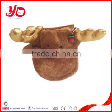 Cute soft plush christmas cap toy,plush brown reindeer cap toy