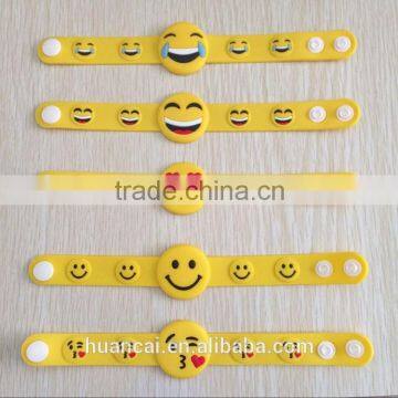 Yellow silicone wristband print/ emoji silicone bracelet