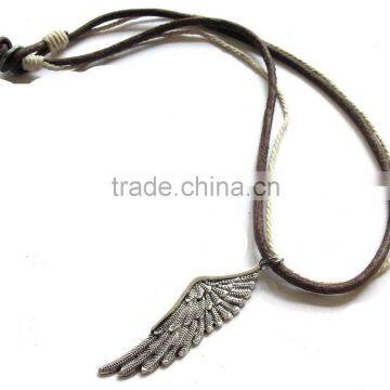 Supplier 2014 Leather Necklae With Angel Wings,fashion Necklace