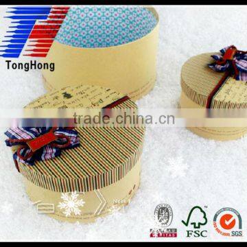 Popular recyclable gift paper boxes with round cylinder lids and ribbon for sale