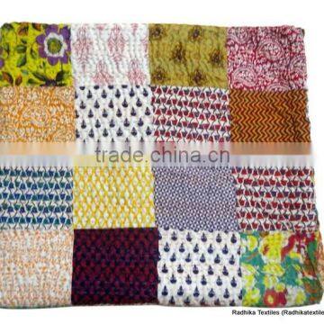 RTHKG-40 Colorful All Purpose Indian Traditional Patchwork Bengali Kantha Hand Stitch Gudari Bedspread Wholesaler Throws Jaipur