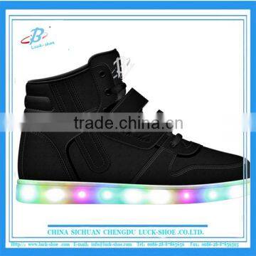 black comfortable kids LED skate shoe, latest design kids LED sport shoe, top selling kids LED flat shoe