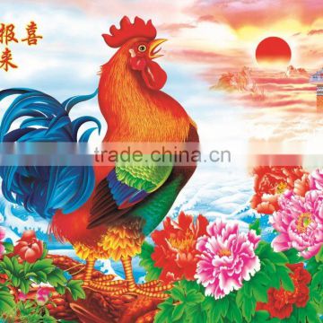 beauty Cocks colorful wings wallpaper murals with flower