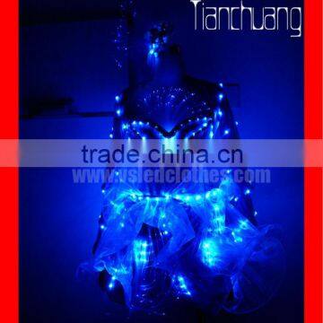 Programable LED women belly dance dress With headwear