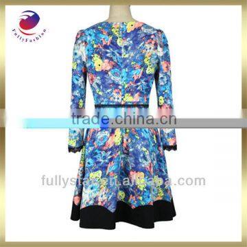 ladies casual dresses printed long sleeve fashion style