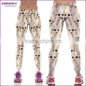 Anti-Bacterial 88%polyester 12%spandex Wholesale Lemur Printed Lady Sport Yoga Custom Fitness Leggings