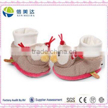 Winter warm fluffy Infants born gift lovely owl plush slippers baby shoes