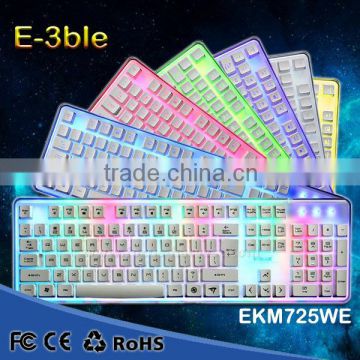 E-3LUE EM725 professional multimedia gaming keyboard with rainbow color