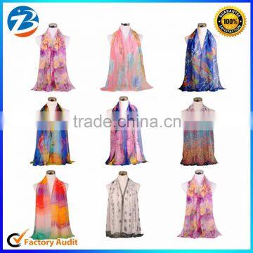 Factory China Sunscreen Georgette Silk Colorful Girl's Scarf Shawl
