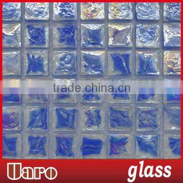 iridescent blue interior and exterior glass mosaic