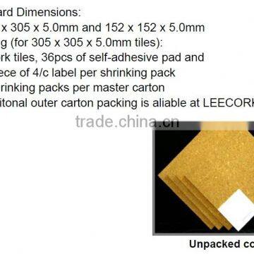 "LEECORK" cork tile with adhesive pad for DIY bulletin board