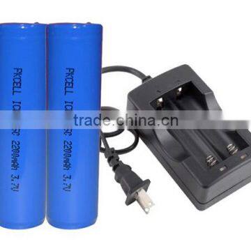 18650 2pcs charger 3.7V ICR18650 battery 2200mAh li-ion rechargeable battery charger